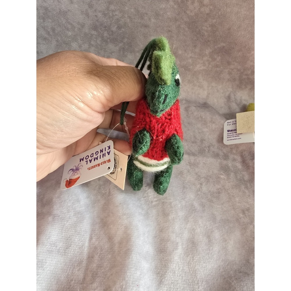 World Market Wool Dinosaur with Sweater Ornaments Set of 2 - Picture 8 of 15